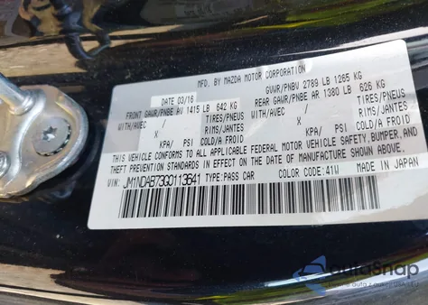 2016 Mazda Mx-5 Miata Sport z USA, uszkodzony, nr VIN JM1NDAB73G0113641